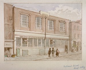 ナショナル スクール、ハープ アレー、ロンドン市、1850 年 作： James Findlay
