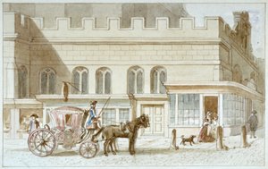 St Dunstan-in-the-Westによるショップフロント、フリート・ストリート、シティ・オブ・ロンドン、1820年 作： James Findlay