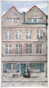 1850年、ロンドン市フリート・ストリート、ブラックホース・アレー2番地の眺め 作： James Findlay
