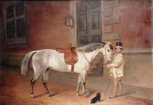 レディ・ロザムンドの牝馬とヘッド・グルーム（ニューポート、トレデガー・ハウスにて 作： James Flewitt Mullock