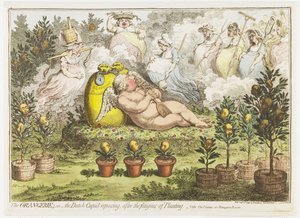 オランジュリー：オランダのキューピッド、植え付けの疲れから休む、1796 オランジェリー; またはオランダのキューピッド、植栽の疲れの後に休む（オブジェクトのタイトル）