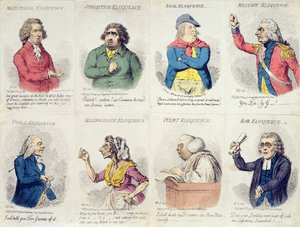 1795年にハンナハンフリーによって発行された雄弁さを描いた8つのビネット（手描きのエッチング）