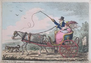 コックニーとワイコムに行く彼の妻、1805年にハンナハンフリーによって発行された（アクアチントを使った手描きのエッチング）
