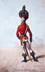 ハンナ・ハンフリーが1797年に出版した「A Dash up St.James Street」（手彩色のエッチング） 作： James Gillray