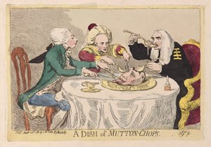 マトンチョップの料理、パブ。 1788（手彫り彫刻）
