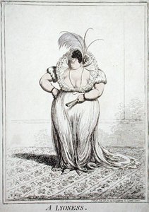 ハンナ・ハンフリーが1801年に出版した「A Lyoness」（アクアチントによるエッチング作品） 作： James Gillray