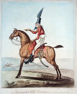 1802年8月18日にその場で描かれた「ニューマーケットの丘の人物」、1804年にハンナ・ハンフリーによって出版された（手彩色のエッチング）。 作： James Gillray