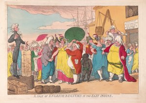 東インド諸島のパブのイギリスの美女の販売。 1786年（手描きの彫刻）