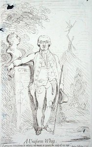 ハンナ・ハンフリーが1791年に出版した「A Uniform Whig」（エッチング） 作： James Gillray