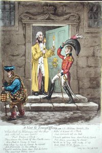 ハンナ・ハンフリーが1804年に出版した「若き将校へのヒント」（手彩色の銅版画） 作： James Gillray