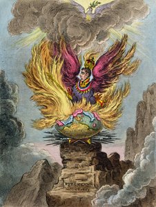 コルシカフェニックスの神格化、1808年にハンナハンフリーによって発行された（手描きのエッチング）