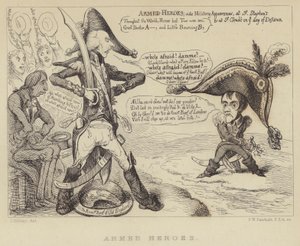 武装した英雄：ナポレオンとフランスの侵略の脅威に直面している英国の首相ヘンリー・アディントン、1803年 作： James Gillray