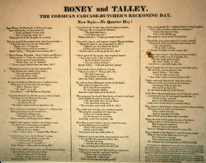 ボニーとタリー、コルシカの死体-肉屋の計算日、Hannah Humphreyから出版、1803（253713に伴うバラードテキスト） 作： James Gillray