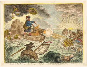 彼のボートのブルーイン 作： James Gillray
