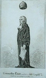 1798年にJ.ライトが出版した「カウンセラー・エゴ - i.e. little i myself i」(エッチング) 作： James Gillray