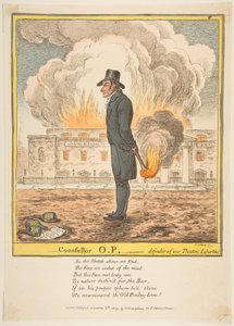 劇場自由のカウンセラーOPディフェンダー、1809年12月5日。 作： James Gillray