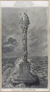 海軍の柱のデザイン「Britannia Victorious」 1800年のエッチング、ジェームズ・ギルレイ（1757-1815）作。 作： James Gillray
