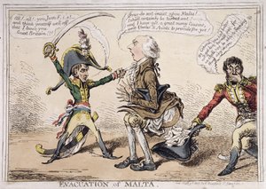 マルタの避難、1803年にハンナハンフリーによって公開（手描きのエッチング）