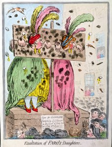 ファロの娘たちの称賛、1796年にハンナハンフリーによって発行された（手描きのエッチング）