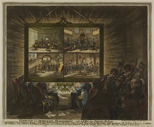 愛国心に影響を与える民主的な透明性の展示 作： James Gillray