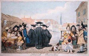1793年にG.Humphreyが出版した「Flemish Characters」（手彩色の彫刻）。 作： James Gillray