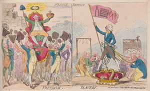 フランスの自由、イギリスの奴隷制、パブ。 1789年（手彩色彫刻） 作： James Gillray