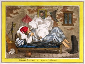1800年にハンナハンフリーによって発行されたジャーマンラグジュアリー、またはレポアラレマンド（手描きのエッチング） 作： James Gillray