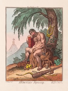 Hercules Reposing、パブ。 1799年（手彩色彫刻） 作： James Gillray