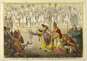 ブロードボトム枢機卿によるオックスフォードでの招集への教皇紹介 作： James Gillray