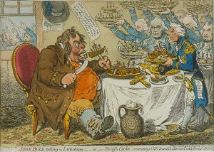 ジョンブルンランチョン、1798（カラーエッチング） 作： James Gillray