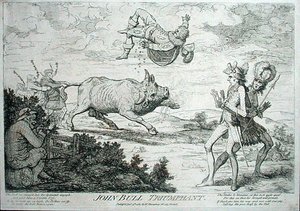 1780年にウィリアム・ハンフリーが出版した「ジョン・ブルの凱旋」（エッチング）