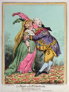 Le Baiser a la Wirtembourg、1797年にハンナハンフリーによって発行された（手描きのエッチング）