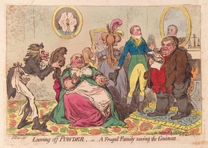 パウダーを捨てる、またはギニアを救う質素な家族、pub.1795（手書きの彫刻）