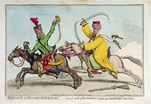 Mamlouk et Hussard Republicain、またはイブラヒムベイ（1735-1817）の後方警備隊に対するボナパルトの攻撃の一般結果、1799年にハンナハンフリーによって発行（手描きのエッチング）