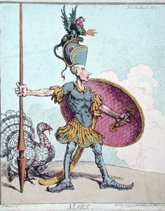 ハンナ・ハンフリーが1799年に出版した「ニュー・パンテオン」に掲載された火星（手彩色の銅版画） 作： James Gillray