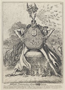 ミダス、すべてを金の紙に変える1797 作： James Gillray