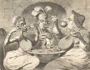 1787 年 5 月 29 日、新連合の饗宴での巨大なクロウ。 作： James Gillray