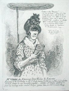 悪名高きストリートウォーカー＆エクソシスト、ミセス・ギブス 作： James Gillray