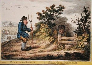 ハンナ・ハンフリーが1805年に出版した「パレモンとラヴィニア」（手彩色の銅版画）