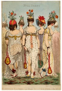 1800年、1799年のフルウィンタードレスのパリジャンレディース。 作： James Gillray