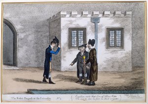 1806年にハンナハンフリーから出版された「The Rake&39;s Progress in the University」からのプレート4（手塗りのエッチング） 作： James Gillray