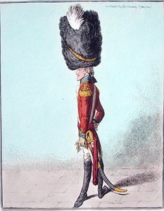 1800年にハンナ・ハンフリーが出版した「ある士官の肖像」（手彩色のエッチング） 作： James Gillray