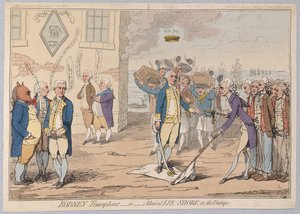 Rodney Triumphantまたは提督LeeShore in the Dumps、パブ1782（手書きの彫刻）