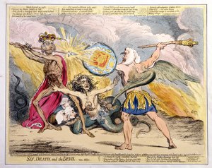 罪と死と悪魔、1792年にハンナハンフリーによって発行された（手描きのエッチング） 作： James Gillray