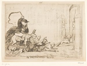 ウォーレン ヘイスティングスの漫画、1788 年 ウェストミンスター ハント (オブジェクトのタイトル) 作： James Gillray