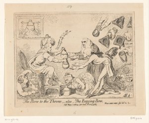 ウォーレン・ヘイスティングスのスポットプリント、1788年 玉座への弓 -通称- 物乞いの弓 作： James Gillray