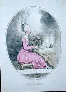 ハンナ・ハンフリーが1782年に出版した「聖セシリア」（手彩色の銅版画） 作： James Gillray