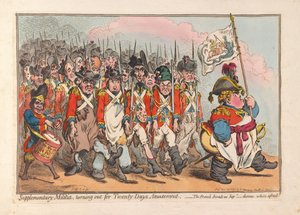 補足の民兵、Twenty Days Amusement、パブ。 1796年（手描きの彫刻）
