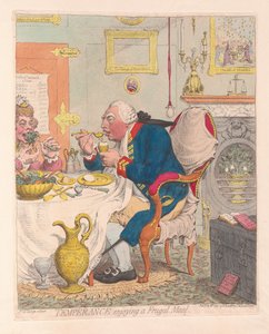質素な食事、パブを楽しむTemeprance。 1792（手彫り彫刻） 作： James Gillray