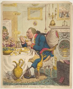 質素な食事を楽しむ禁酒、1792年7月28日。 作： James Gillray